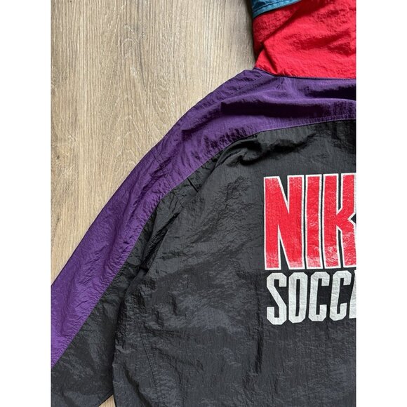 Vintage 90s Nike Swoosh Grey Tag Soccer Windbreaker Jacket Sports Hood - Picture 6 of 16